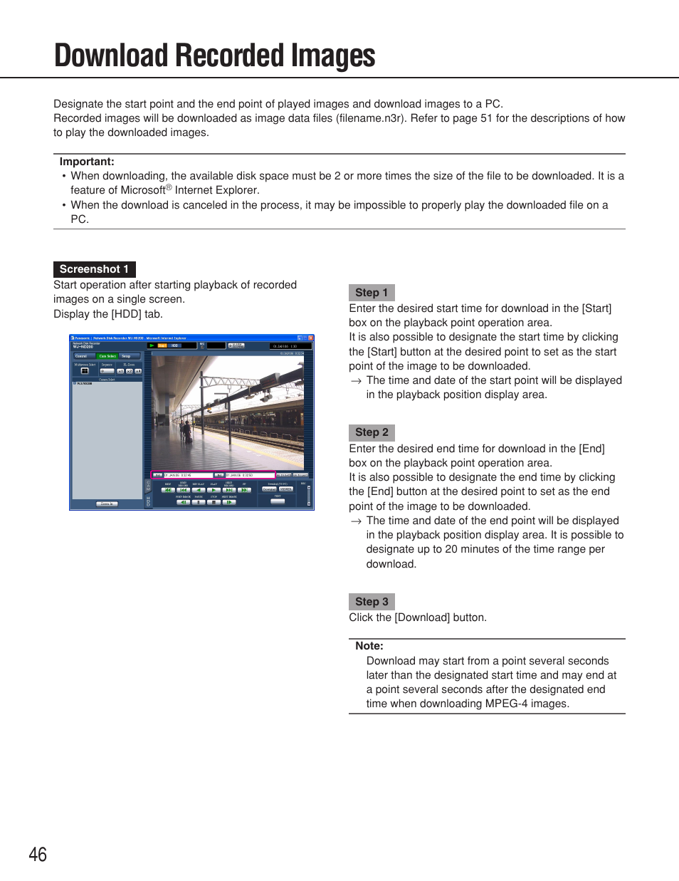 Download recorded images | Panasonic WJ-ND200 User Manual | Page 46 / 69