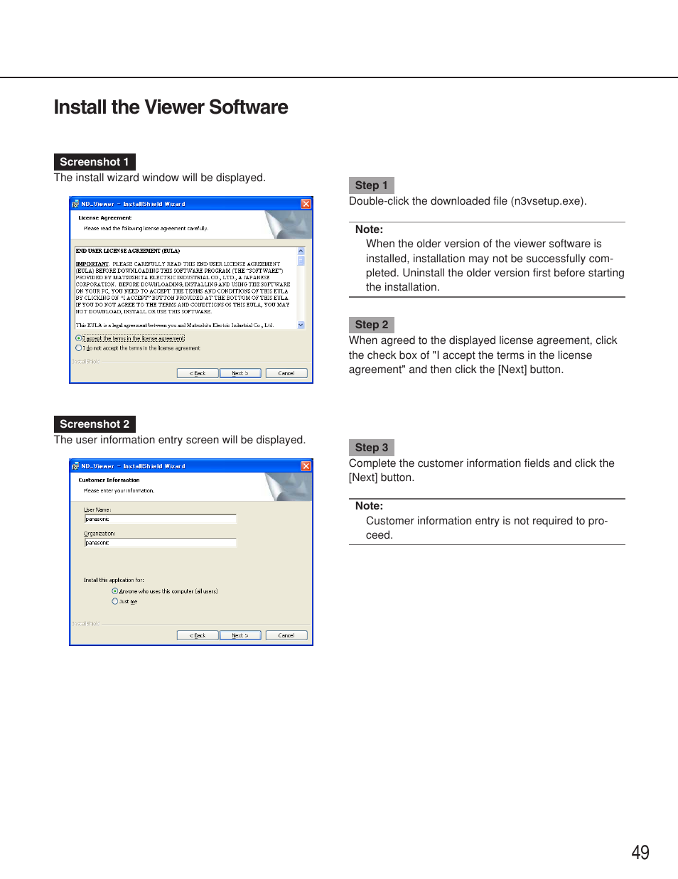 Install the viewer software | Panasonic WJ-ND200 User Manual | Page 49 / 69