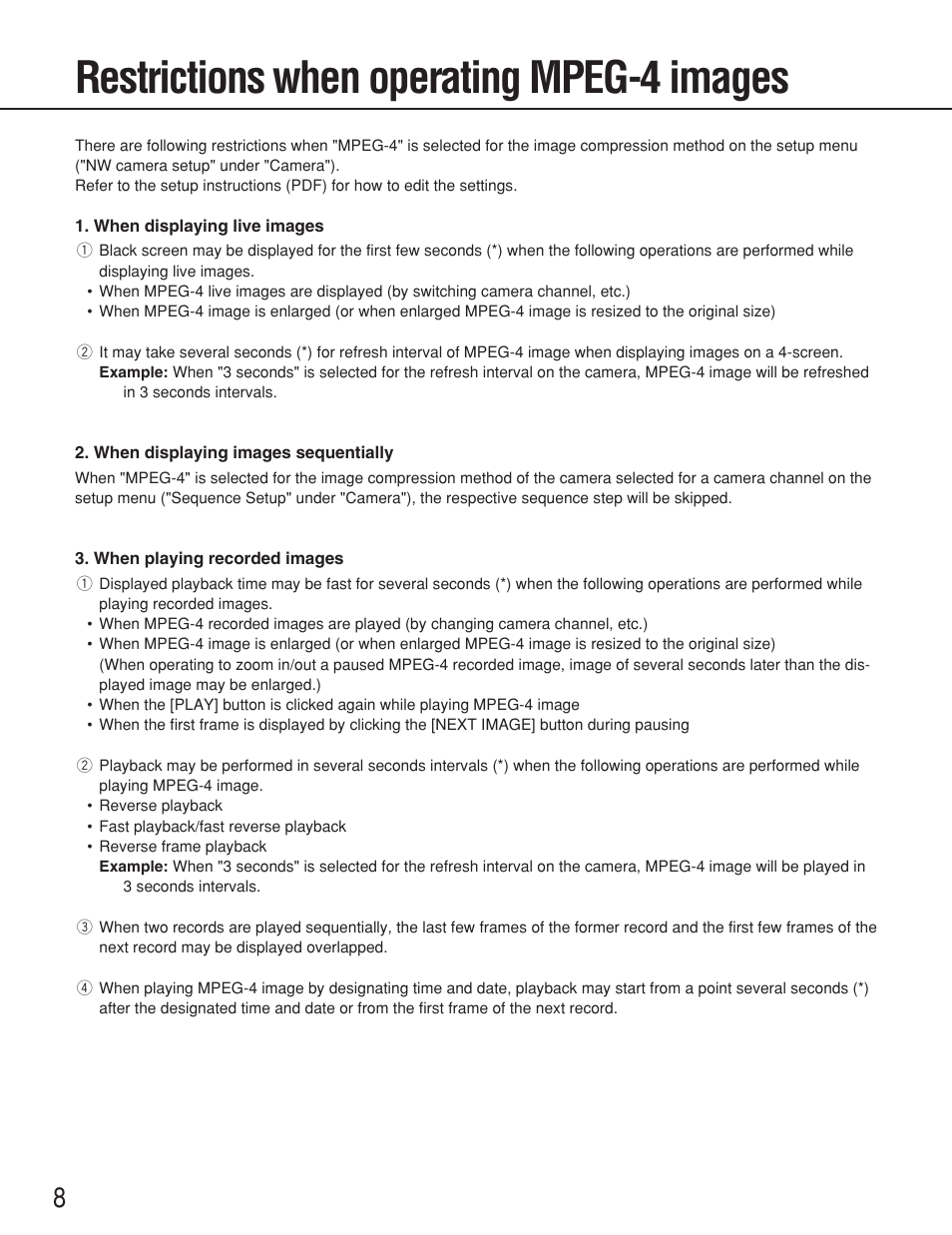 Restrictions when operating mpeg-4 images | Panasonic WJ-ND200 User Manual | Page 8 / 69