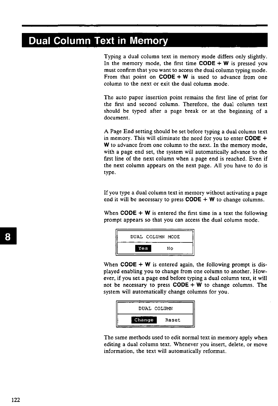 Dual column text in memory | Panasonic KX-E4500 User Manual | Page 132 / 252