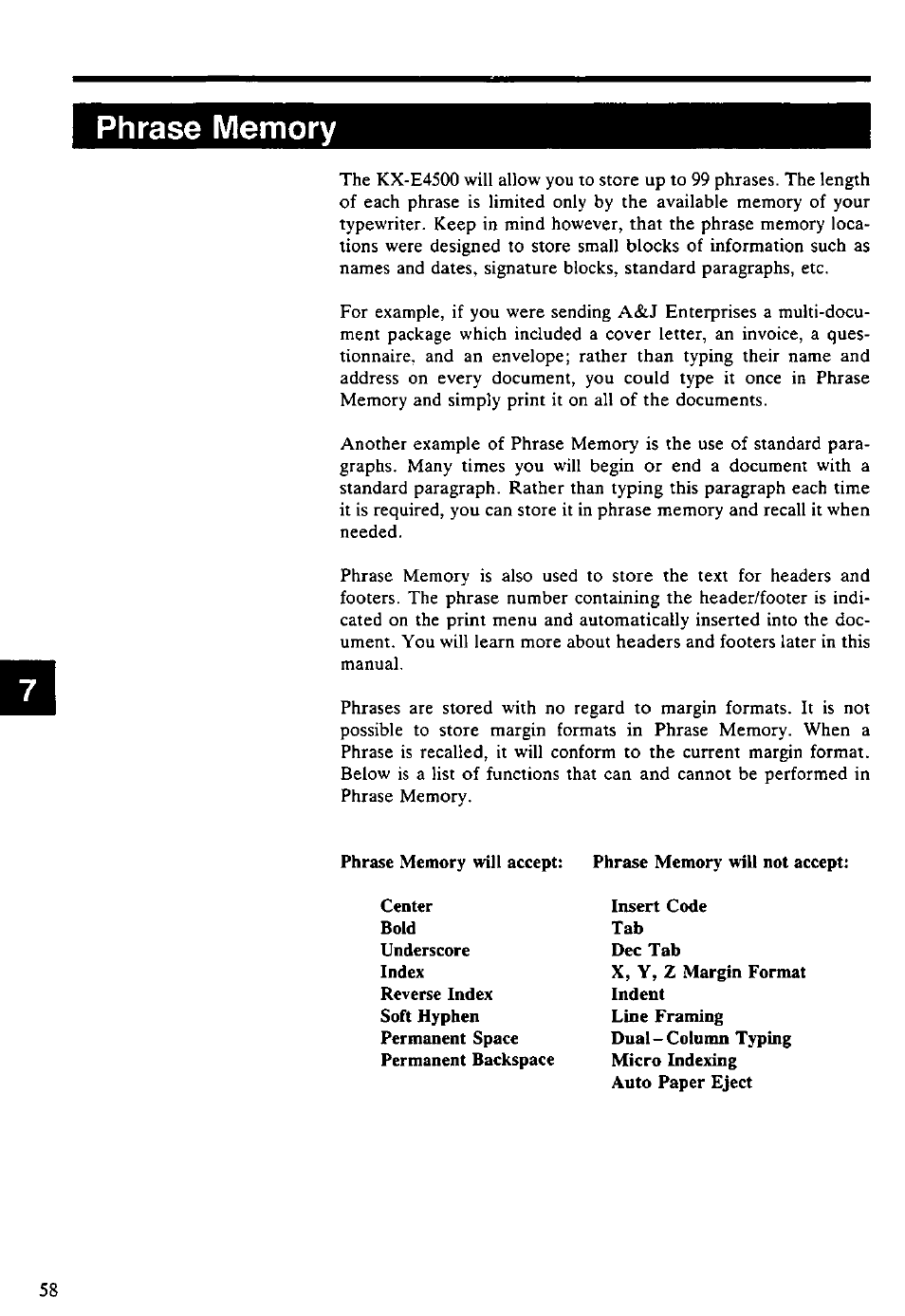 Phrase memory | Panasonic KX-E4500 User Manual | Page 68 / 252