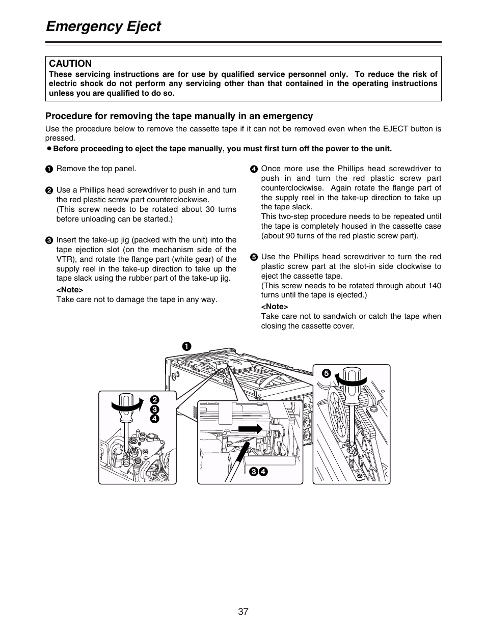 Emergency eject | Panasonic AJ- DCP User Manual | Page 37 / 42