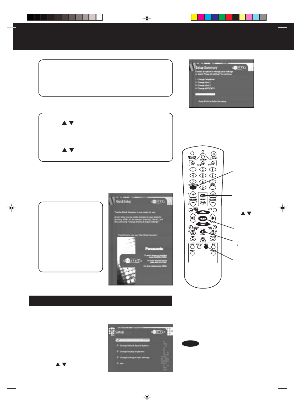 Initial setup, Continued), Changing your setup later on | Panasonic PV-HS3000 User Manual | Page 20 / 60