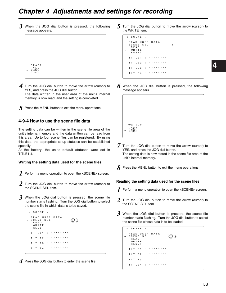 Chapter 4 adjustments and settings for recording | Panasonic AJ-HDX400P User Manual | Page 53 / 102