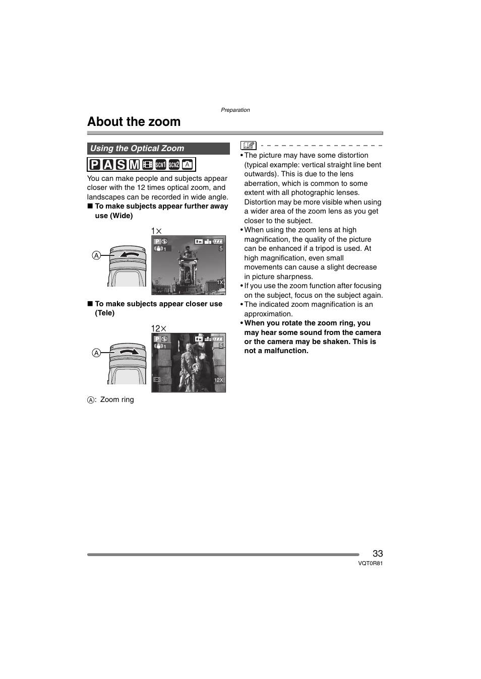 About the zoom | Panasonic DMC-FZ30PP User Manual | Page 33 / 148
