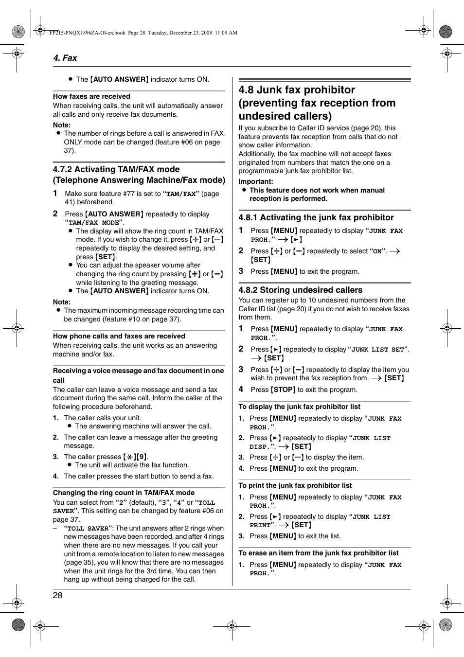 Panasonic KX-FP215 User Manual | Page 28 / 60
