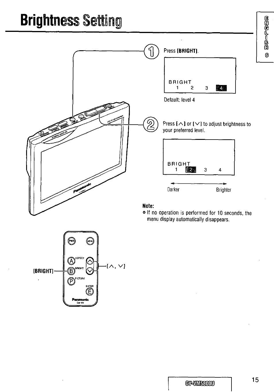 Brightness setting | Panasonic CY-VM5800U User Manual | Page 15 / 64