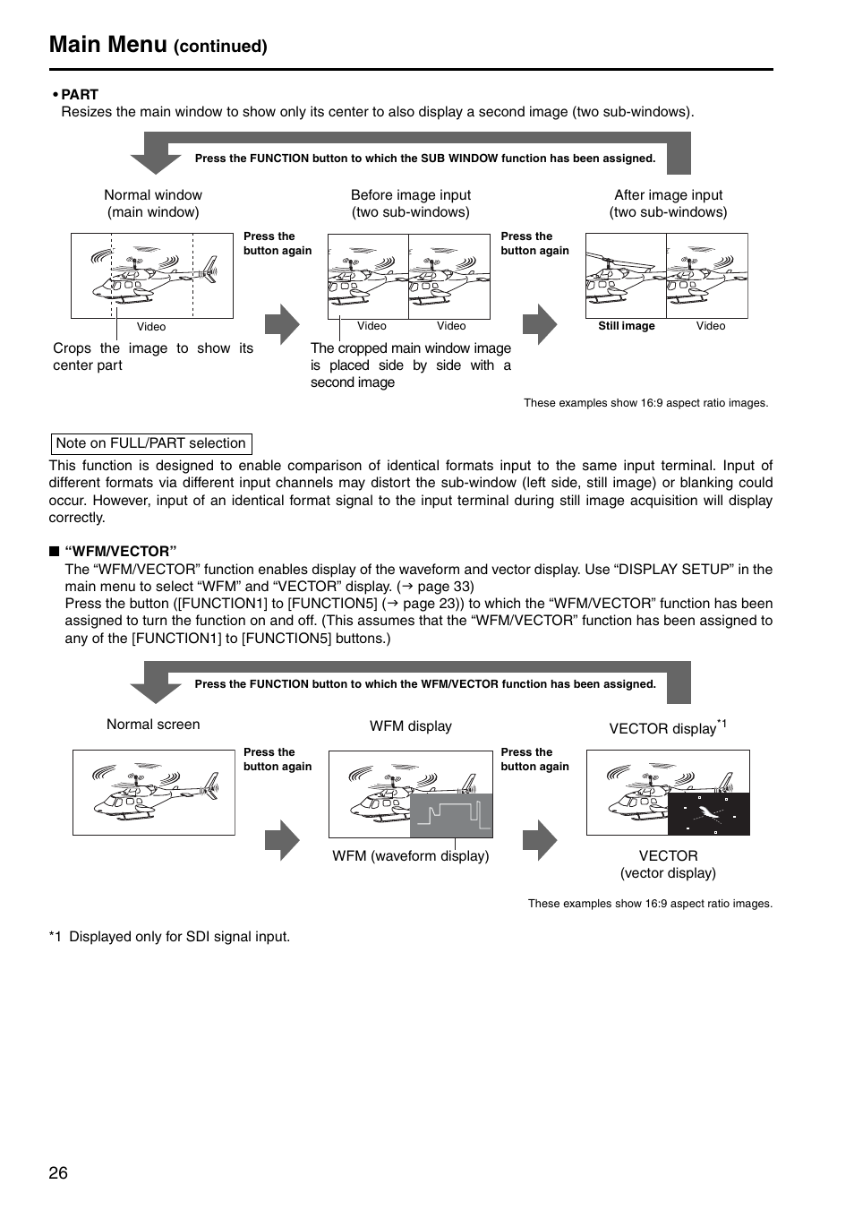 Main menu, Continued) | Panasonic BT-LH1760E User Manual | Page 26 / 44