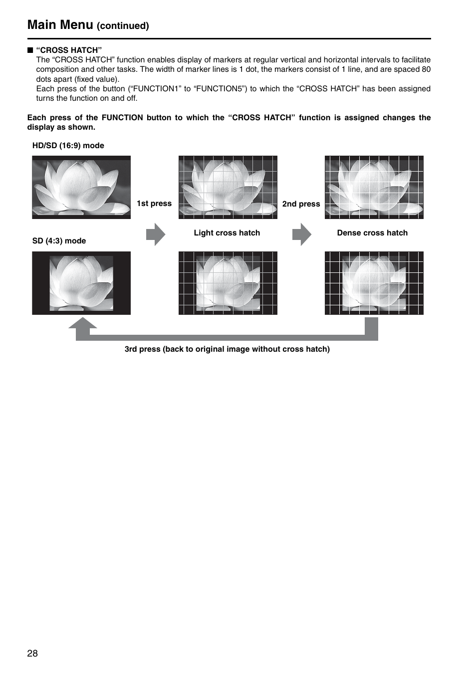 Main menu | Panasonic BT-LH1760E User Manual | Page 28 / 44
