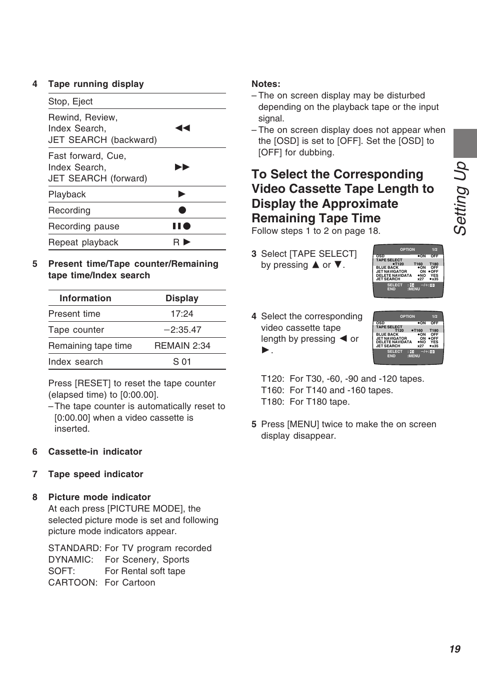 Setting up | Panasonic AG-2570 User Manual | Page 19 / 44