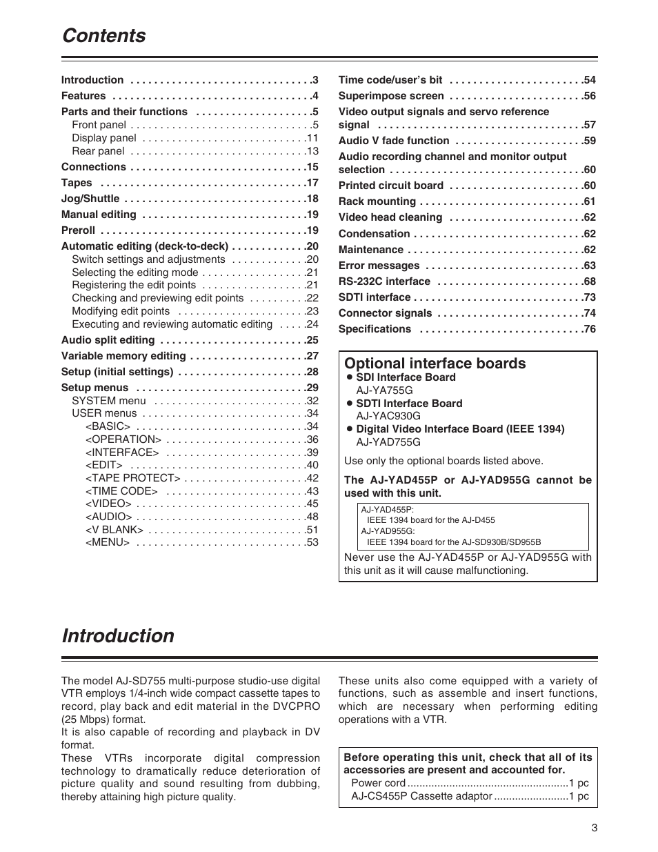 Panasonic AJ-SD755 User Manual | Page 3 / 78