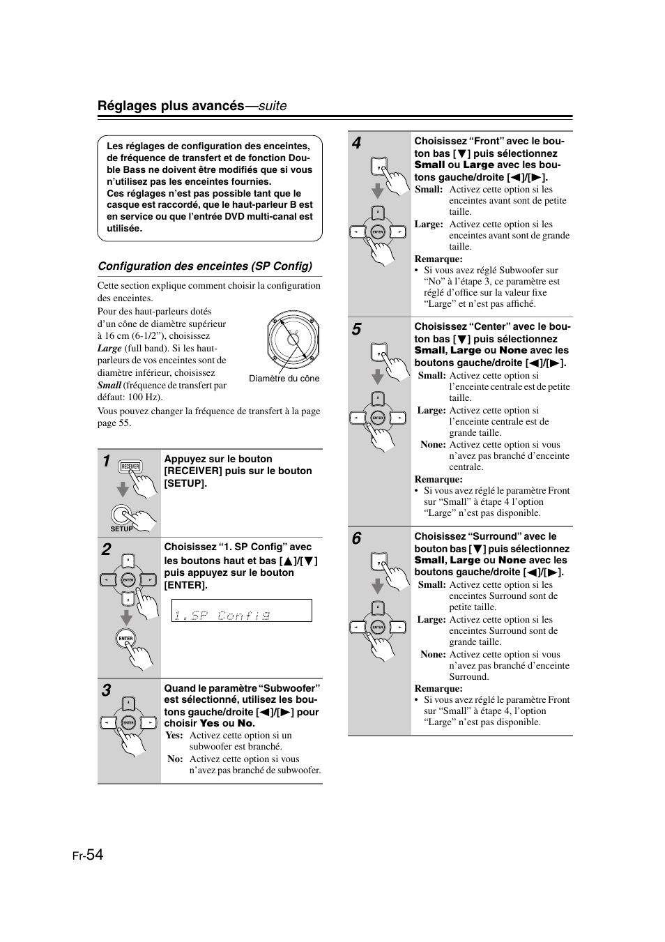 Réglages plus avancés —suite | Panasonic HT-S790 User Manual | Page 54 / 144