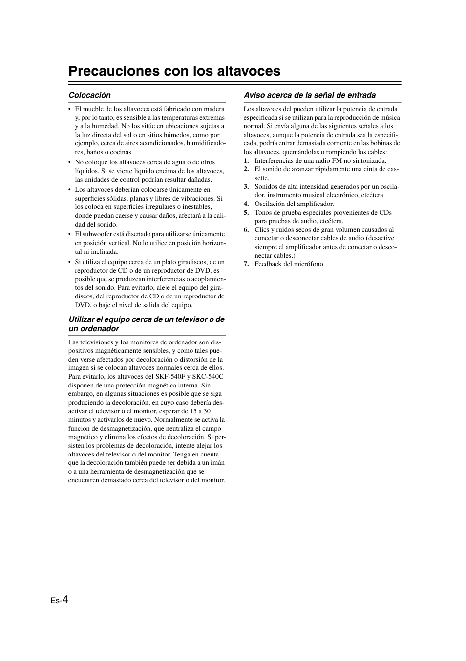 Precauciones con los altavoces | Panasonic HT-S790 User Manual | Page 70 / 144