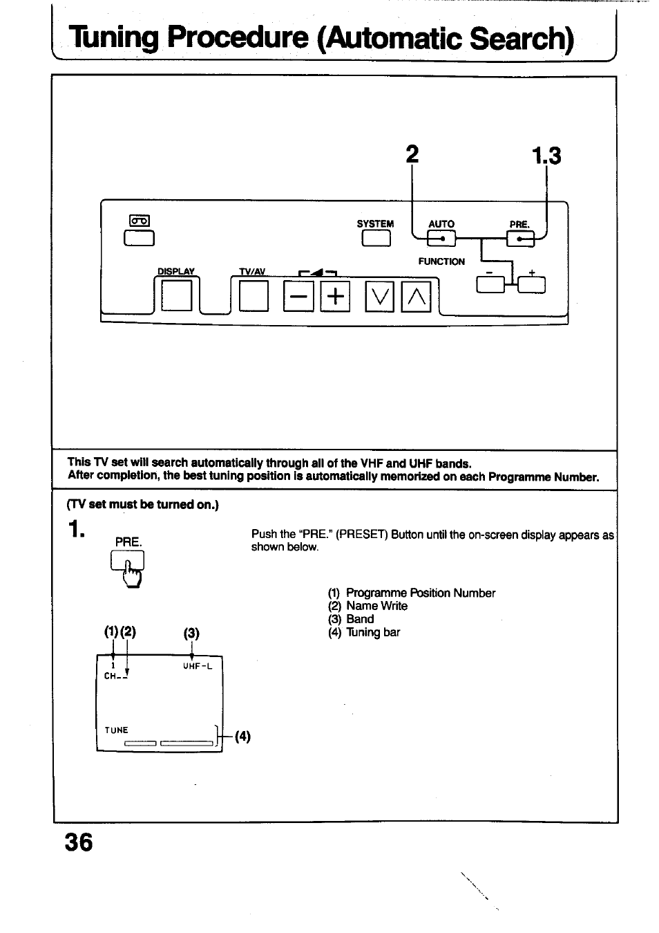Tuning procedure (automatic search) | Panasonic TC-29V1Z User Manual | Page 36 / 77