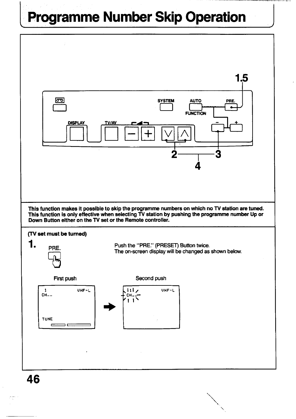 Programme number skip operation | Panasonic TC-29V1Z User Manual | Page 46 / 77