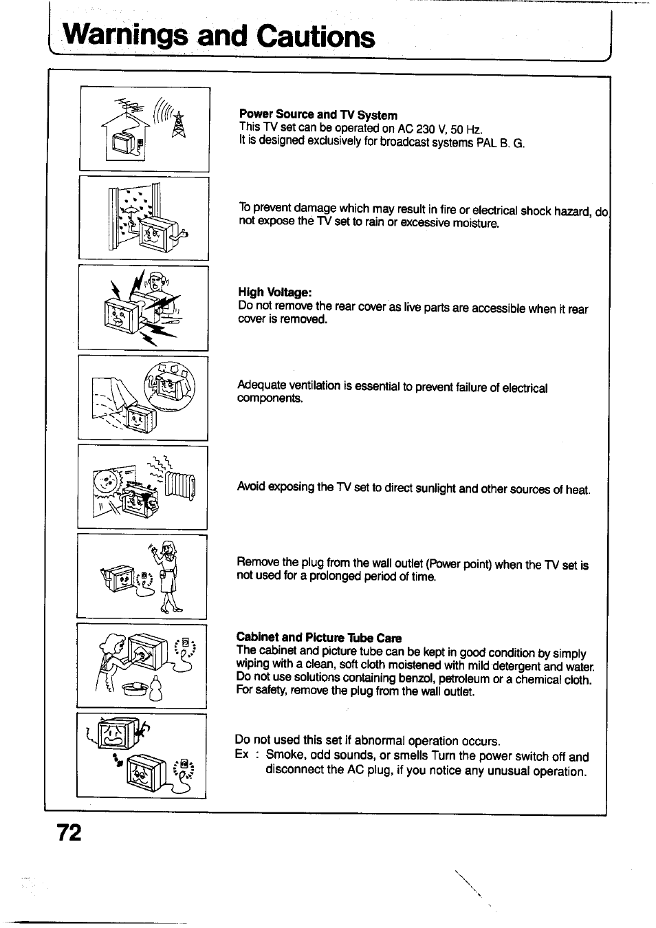 Warnings and, A\ i'i*: ife- 'ft, Is s | Panasonic TC-29V1Z User Manual | Page 72 / 77