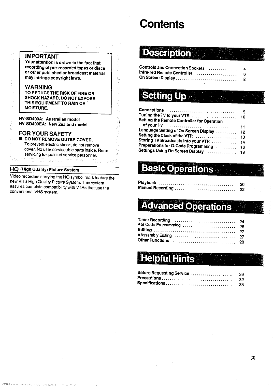 Panasonic NV-SD400 User Manual | Page 3 / 32