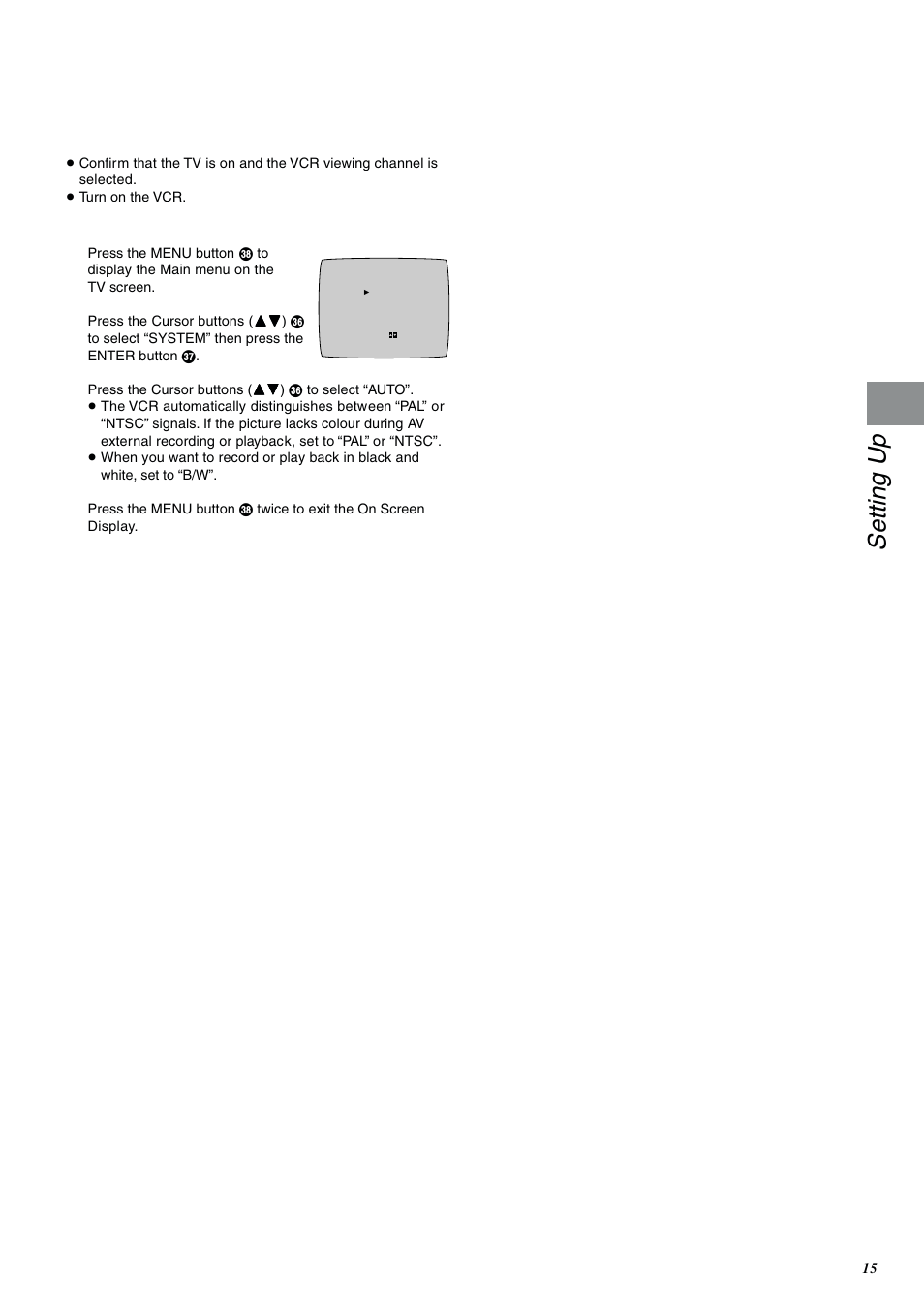 Setting up | Panasonic NV-FJ600 User Manual | Page 15 / 34