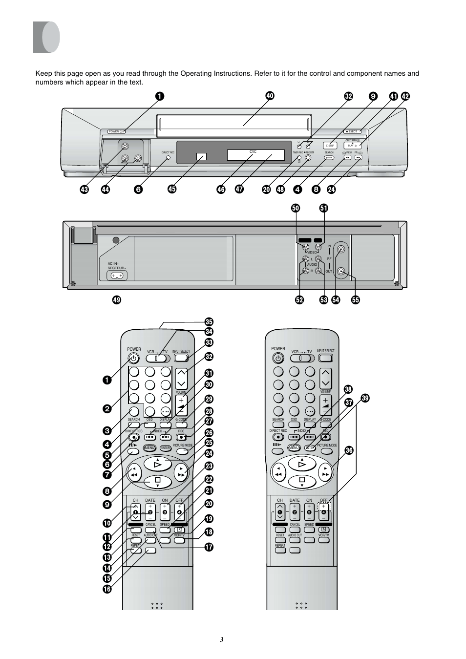 Before use, Positions of controls and components, Wu v t | Panasonic NV-FJ600 User Manual | Page 3 / 34