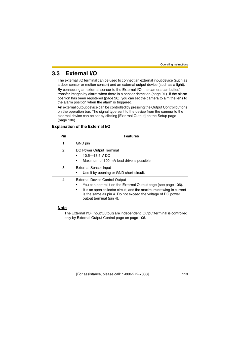 3 external i/o | Panasonic KX-HCM280A User Manual | Page 119 / 148