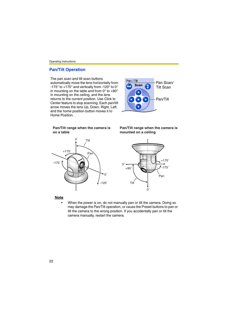 Pan/tilt operation | Panasonic KX-HCM280A User Manual | Page 22 / 148