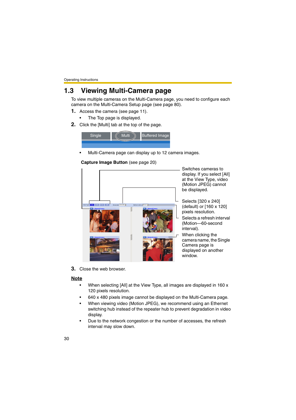 3 viewing multi-camera page | Panasonic KX-HCM280A User Manual | Page 30 / 148