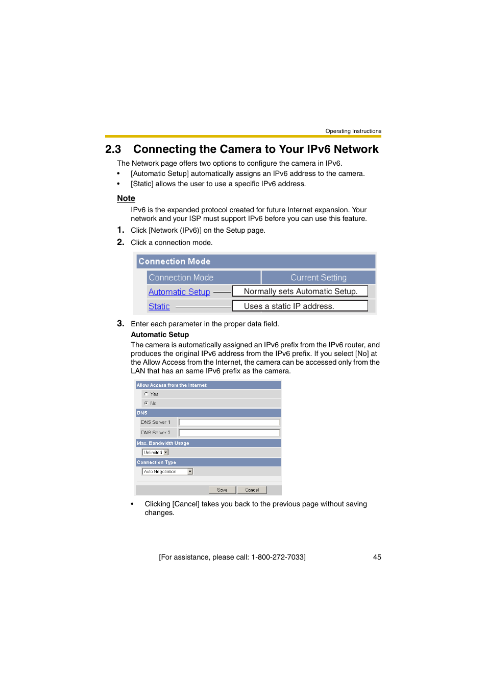 3 connecting the camera to your ipv6 network, Ge 45) | Panasonic KX-HCM280A User Manual | Page 45 / 148