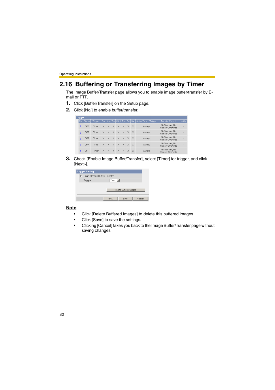 16 buffering or transferring images by timer, Ge 82, E 82 | E 82 o, 82 or p | Panasonic KX-HCM280A User Manual | Page 82 / 148