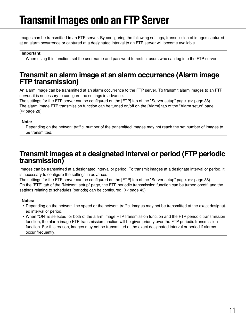 Transmit images onto an ftp server | Panasonic WV-NP244 User Manual | Page 11 / 54