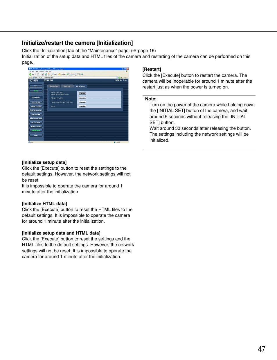 Panasonic WV-NP244 User Manual | Page 47 / 54