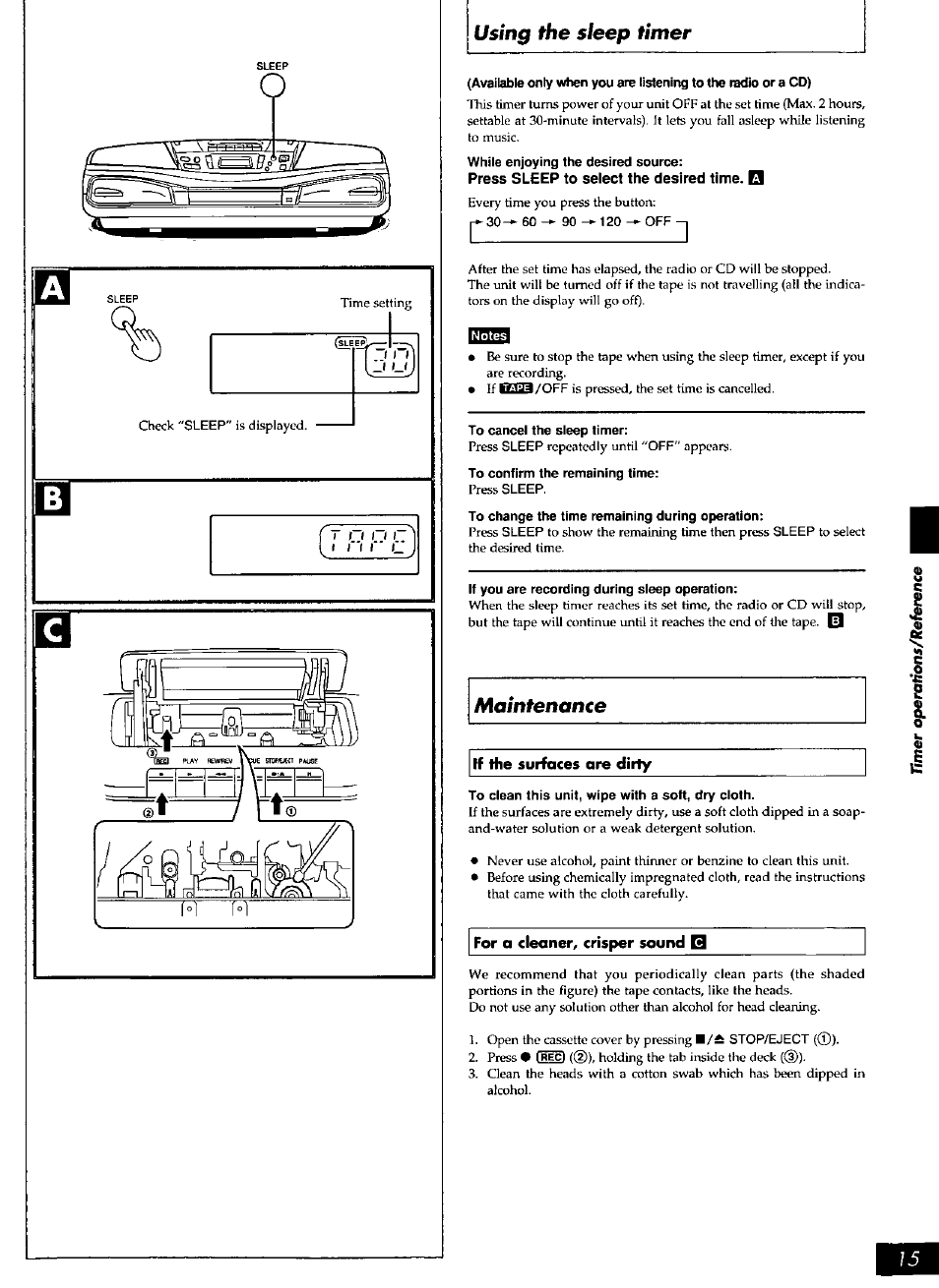 Nbtfg, If the surfaces are dirty, For a cleaner, crisper sound b | Panasonic rx-ds28 User Manual | Page 15 / 20