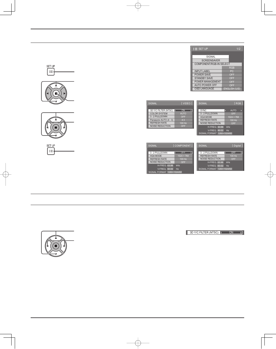 Signal menu, 3d y/c filter, Set up for input signals | For ntsc av images | Panasonic TH37PR11UK User Manual | Page 31 / 50