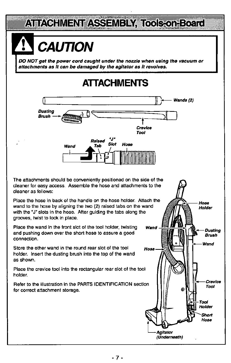 Awáchmei«assembly.t(^ls-on-board, Rvia, Attachmet | Caution | Panasonic MC-V5715 User Manual | Page 7 / 40