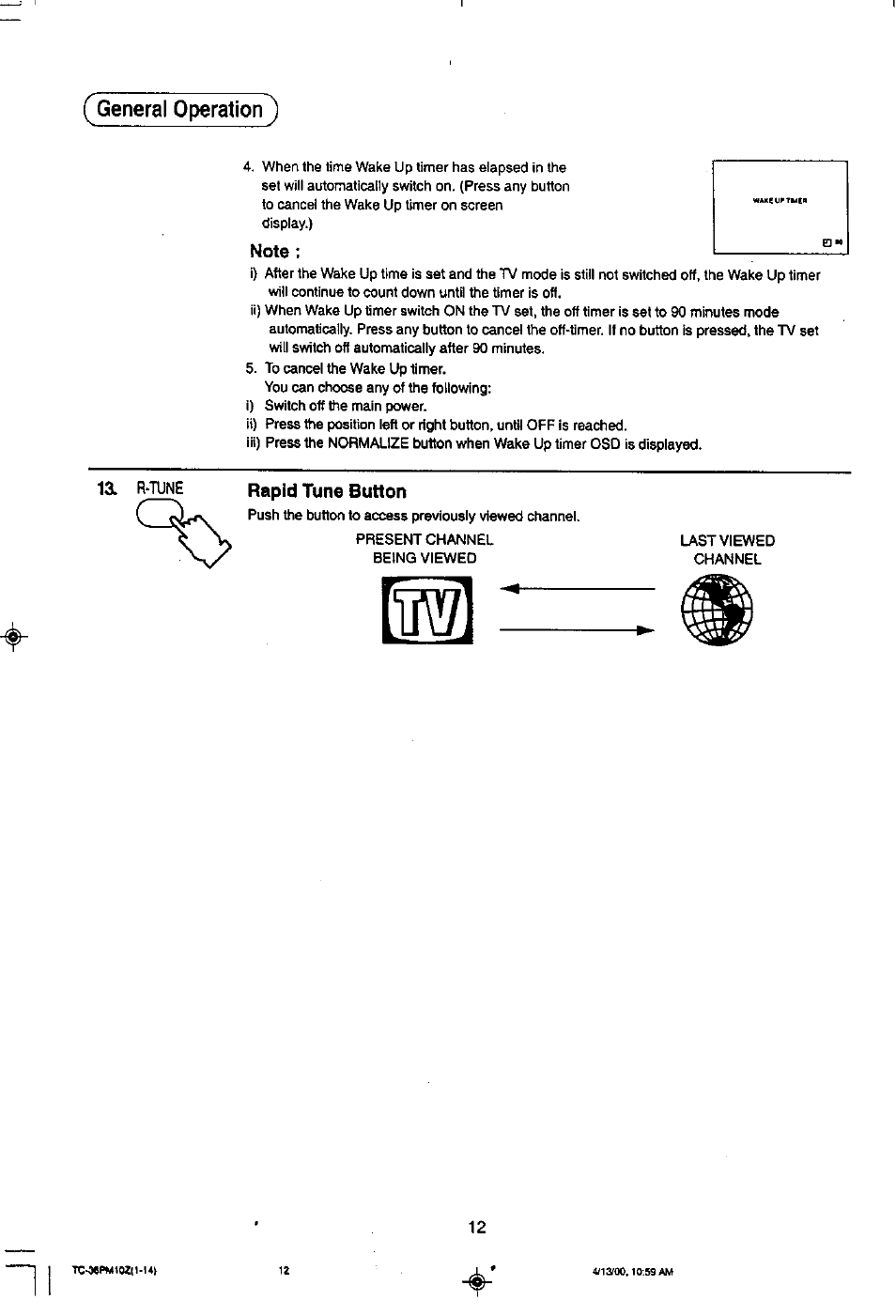 General operation ), Ia r-tune, We j | Panasonic TC-36PM10Z User Manual | Page 12 / 28