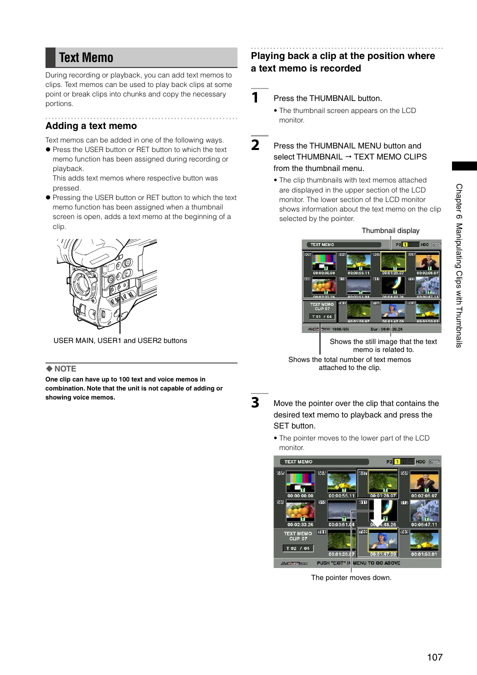 Text memo | Panasonic AG-HPX300P User Manual | Page 107 / 166