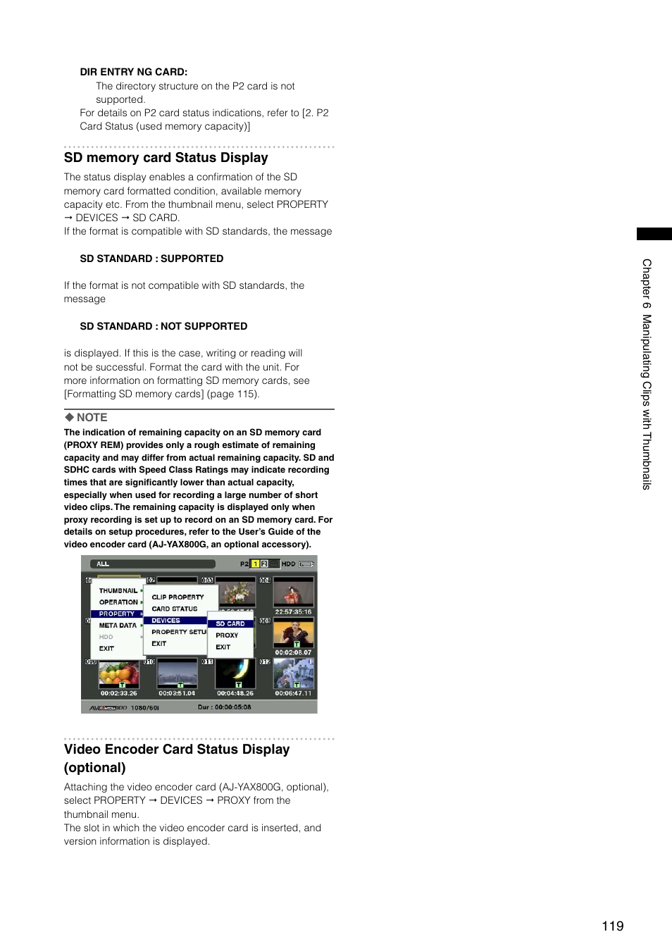 Video encoder card status display (optional) | Panasonic AG-HPX300P User Manual | Page 119 / 166