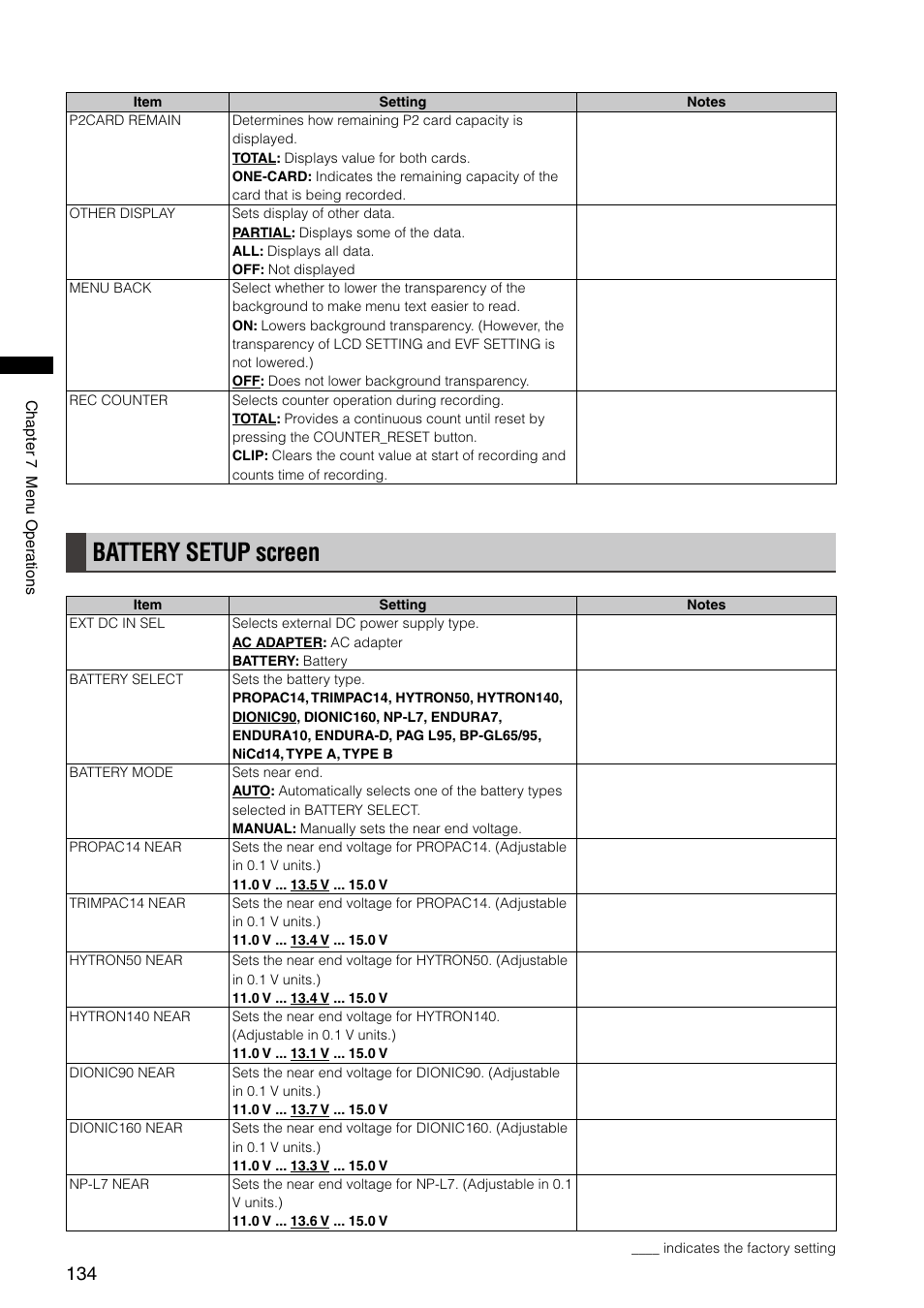Battery setup screen | Panasonic AG-HPX300P User Manual | Page 134 / 166