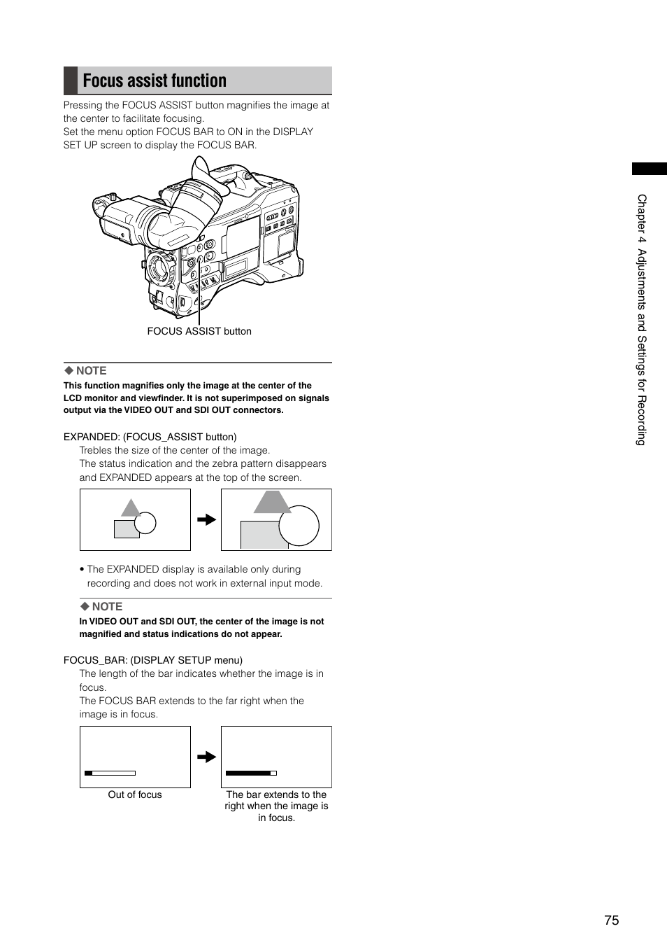 Focus assist function | Panasonic AG-HPX300P User Manual | Page 75 / 166