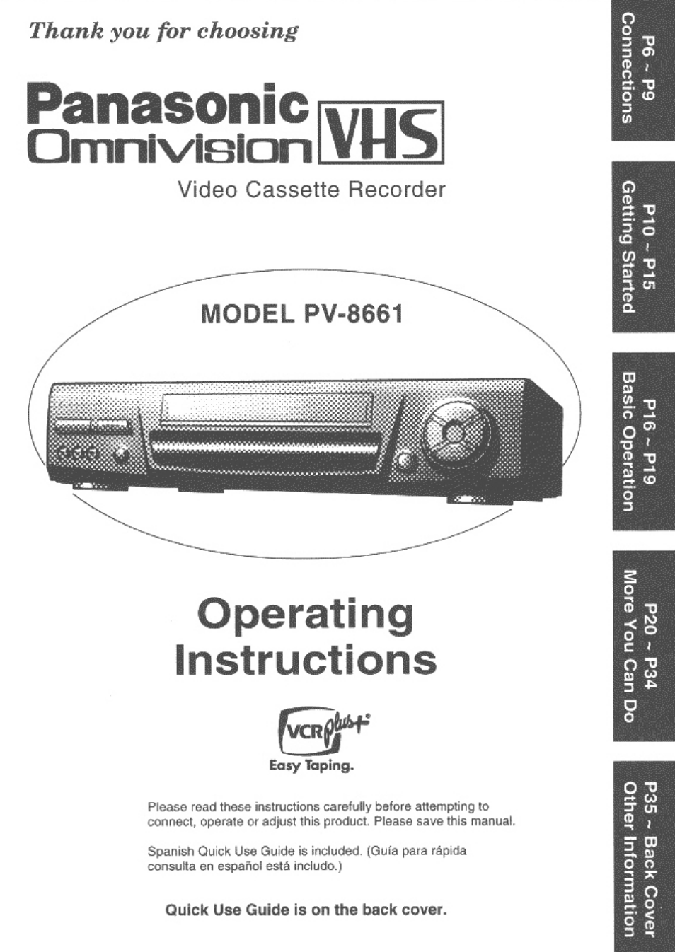 Panasonic OMNIVISION PV-8661 User Manual | 40 pages