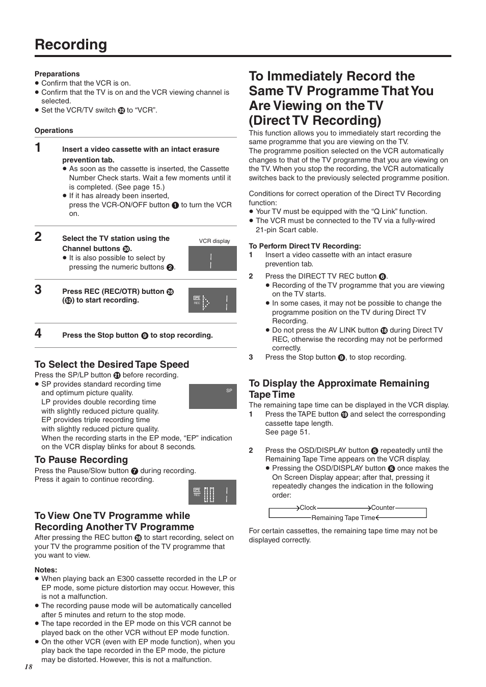 Recording | Panasonic NV-FJ760 User Manual | Page 18 / 62