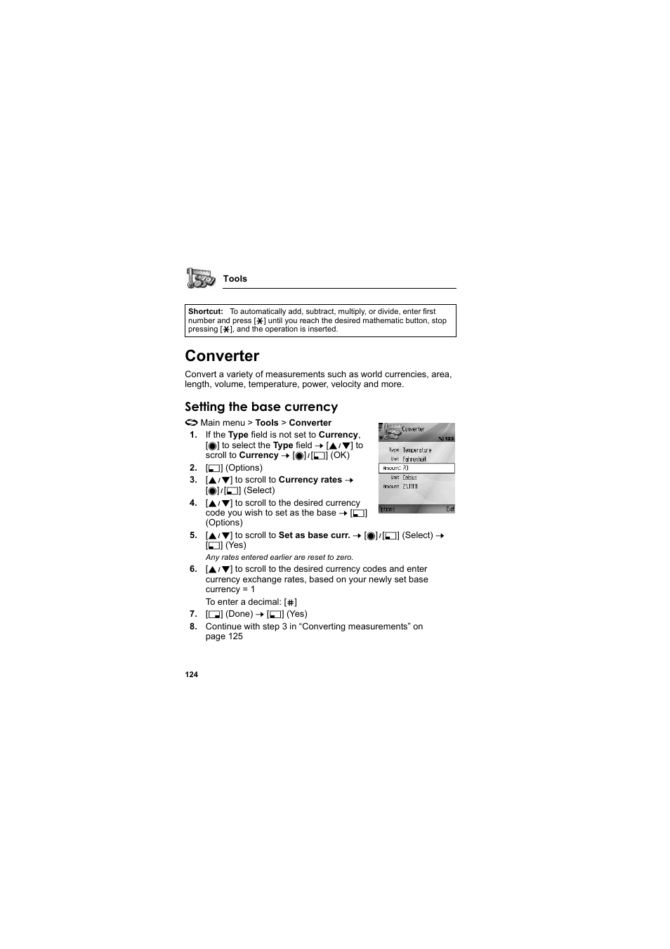 Converter, Setting the base currency | Panasonic EB-X800 User Manual | Page 127 / 194