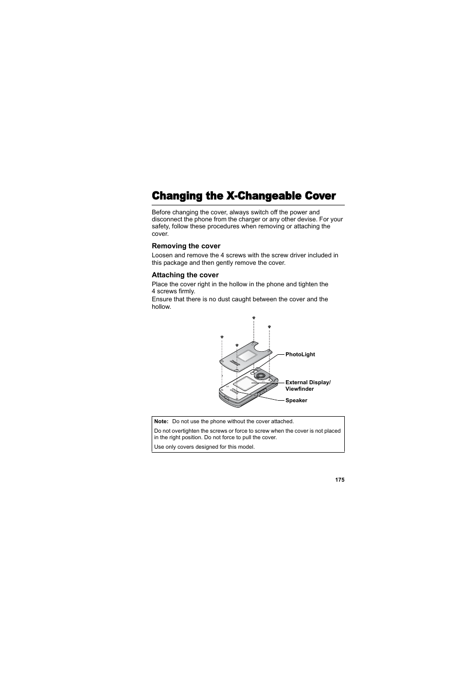 Changing the x-changeable cover | Panasonic EB-X800 User Manual | Page 178 / 194