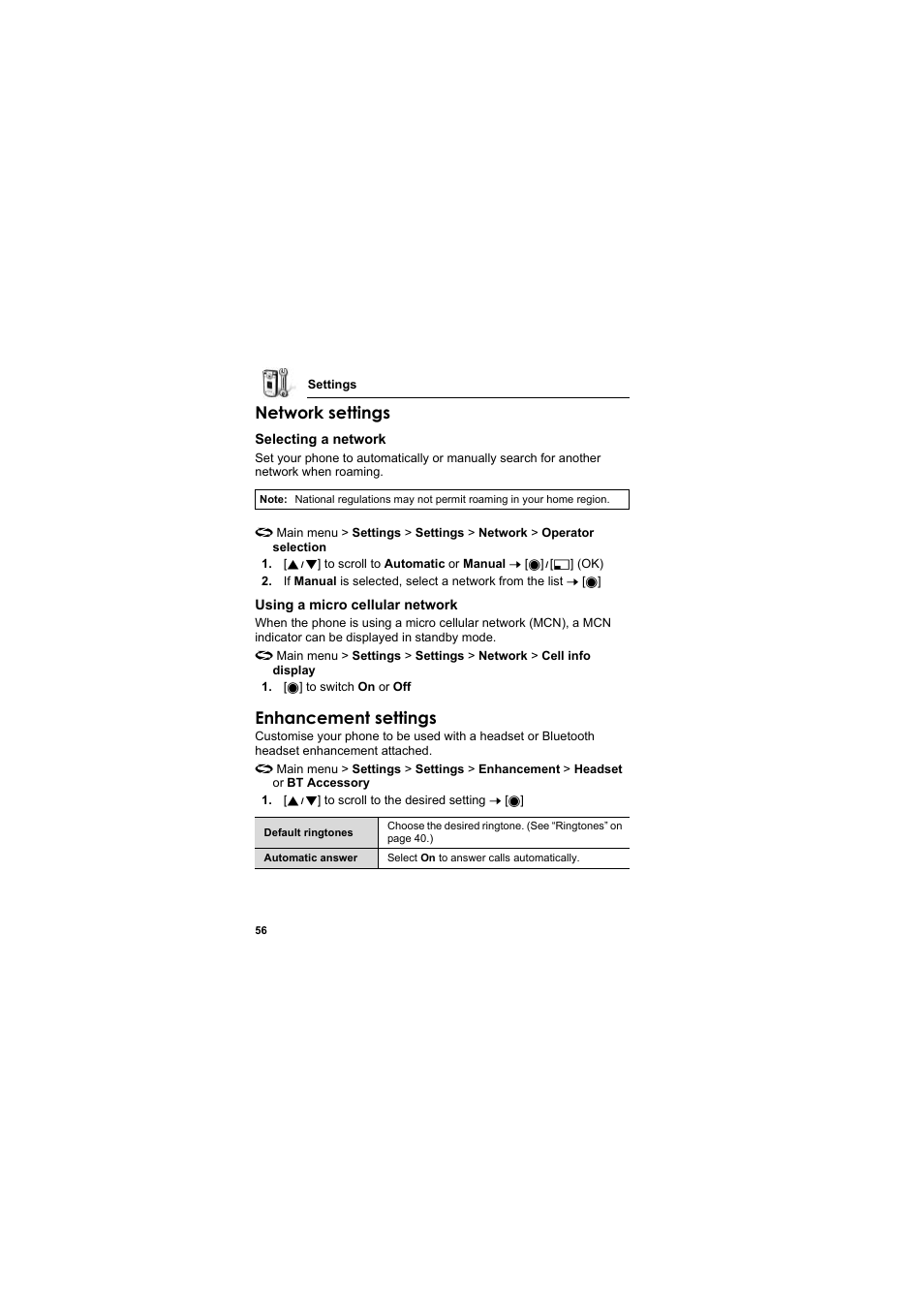 Network settings, Enhancement settings | Panasonic EB-X800 User Manual | Page 59 / 194