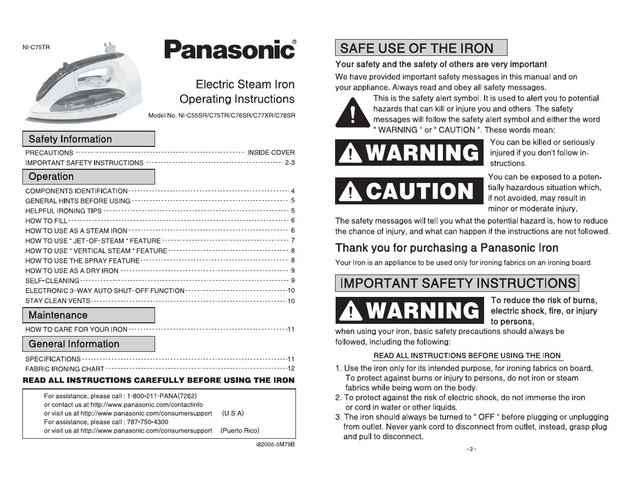 Panasonic NI-C55SR User Manual | 6 pages