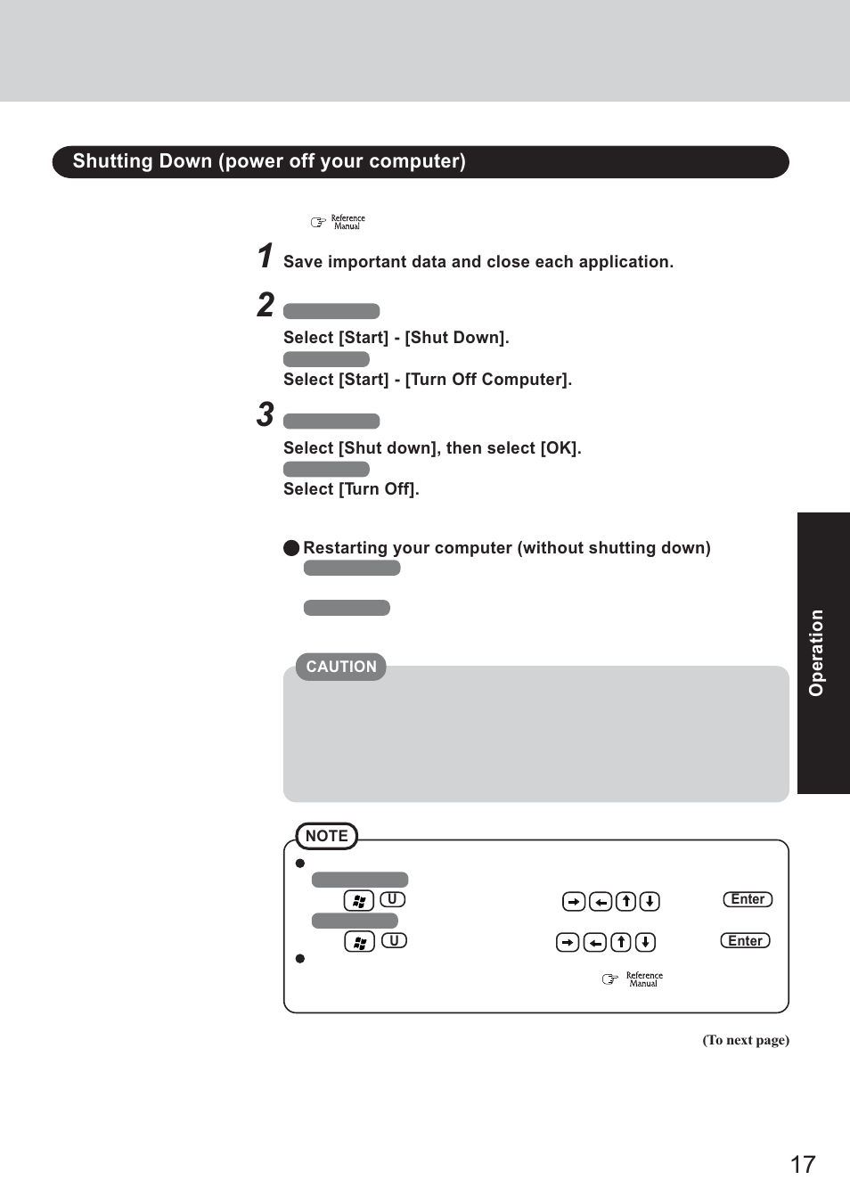 Shutting down (power off your computer) | Panasonic CF-18 Series User Manual | Page 17 / 44