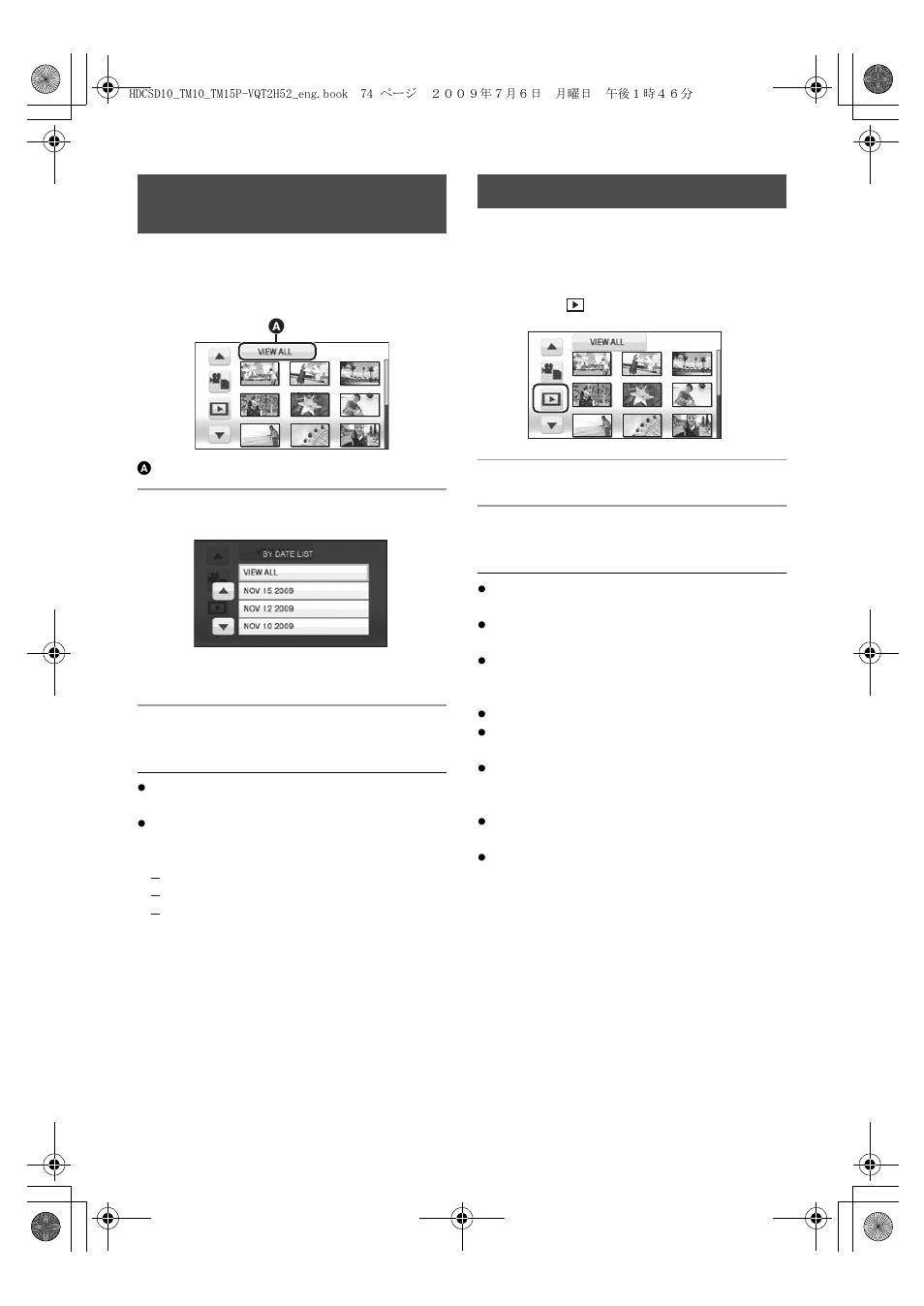 Playing back motion pictures by date, Intelligent scene selection | Panasonic VQT2H52 User Manual | Page 74 / 152