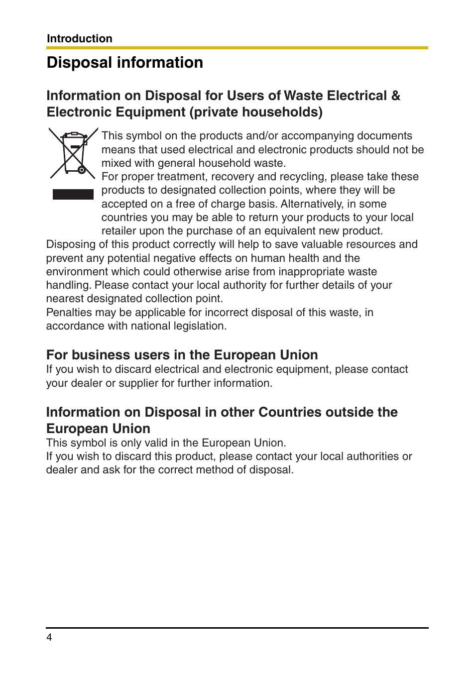 Disposal information | Panasonic BL-PA100 User Manual | Page 4 / 20