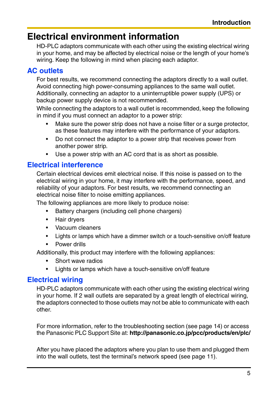 Electrical environment information | Panasonic BL-PA100 User Manual | Page 5 / 20