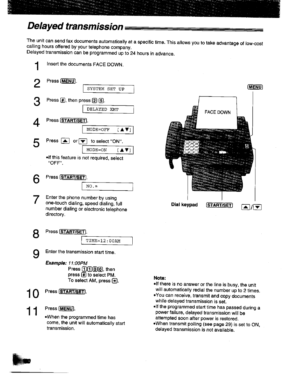 Delayed transmission | Panasonic KX-F1000NZ User Manual | Page 30 / 64