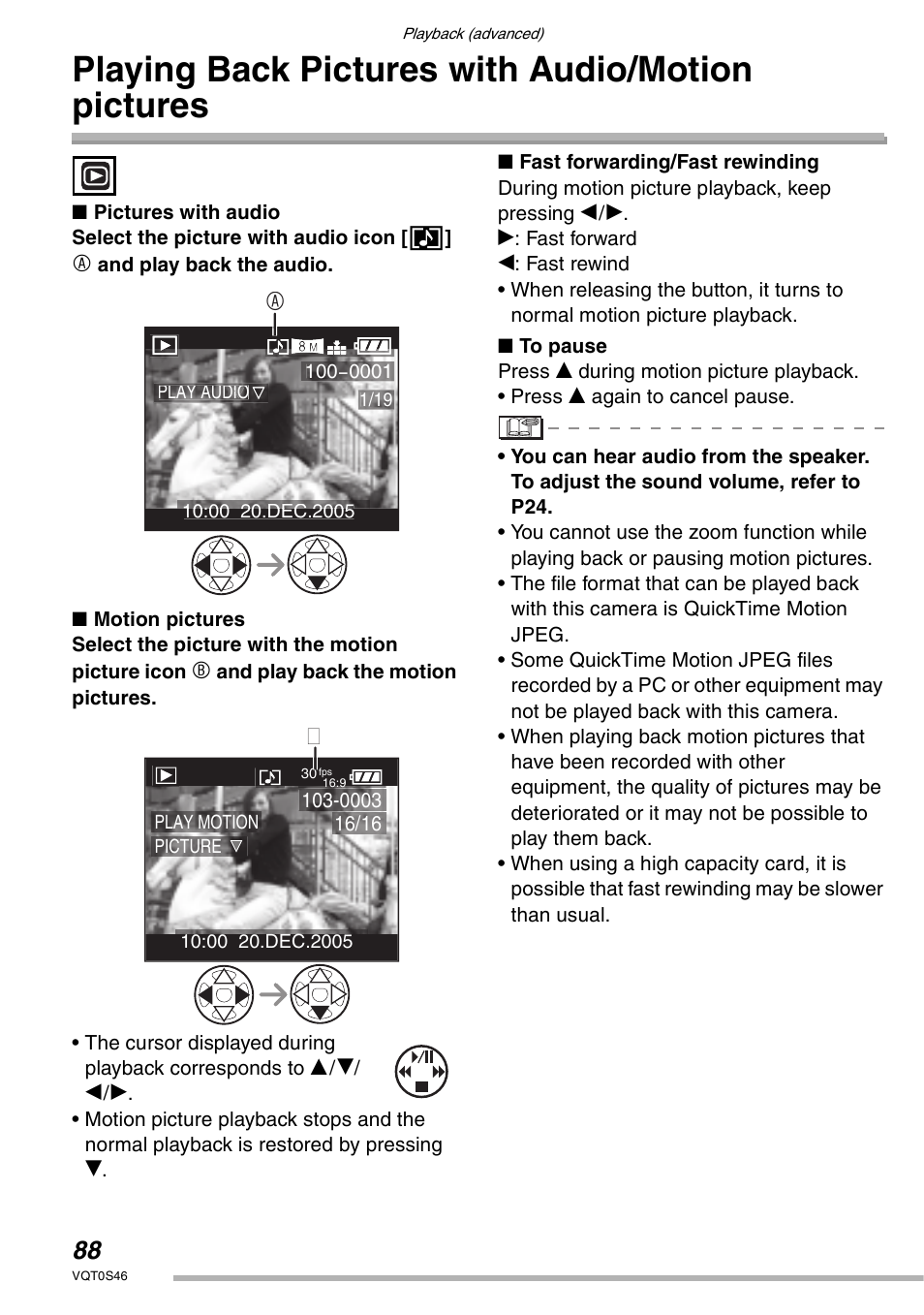 Playing back pictures with audio/motion pictures | Panasonic DMC-LX1GN User Manual | Page 88 / 128
